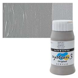 Daler-Rowney System3 Acrylic - Warm Grey, 500 ml bottle and swatch