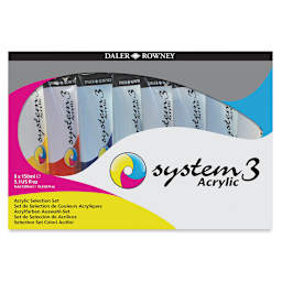 System3 Medium Body Acrylic Paint Sets - Front of package of Jumbo Set of 8 Assorted Colors
