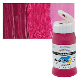 Daler-Rowney System3 Acrylic - Process Magenta, 500 ml bottle and swatch