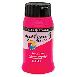 Daler-Rowney System3 Acrylic - Fluorescent Pink, 500 ml bottle