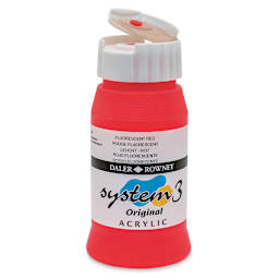 Daler-Rowney System3 Acrylic - Fluorescent Red, 500 ml bottle