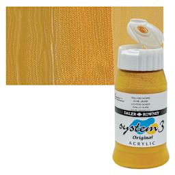 Daler-Rowney System3 Acrylic - Yellow Ochre, 500 ml bottle and swatch