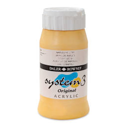 Daler-Rowney System3 Acrylic - Naples Yellow, 500 ml, bottle (Front of bottle)