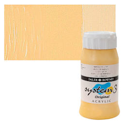 Daler-Rowney System3 Acrylic - Naples Yellow, 500 ml, bottle and swatch