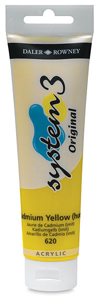 System 3 Medium Body Acrylic Paints - Upright Tube of Cadmium Yellow Hue