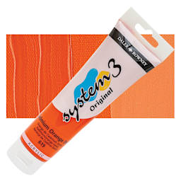 Daler-Rowney System3 Acrylic - Cadmium Orange Hue, 150 ml tube and swatch