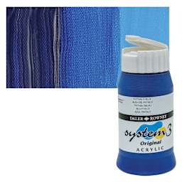 Daler-Rowney System3 Acrylic - Phthalo Blue, 500 ml bottle and swatch