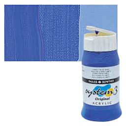 Daler-Rowney System3 Acrylic - Cobalt Blue Hue, 500 ml bottle and swatch