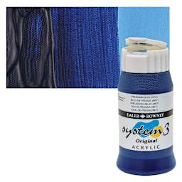Daler-Rowney System3 Acrylic - Prussian Blue Hue, 500 ml bottle and swatch