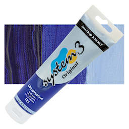 Daler-Rowney System3 Acrylic - Ultramarine, 150 ml tube and swatch