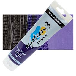 Daler-Rowney System3 Acrylic - Deep Violet, 150 ml tube and swatch