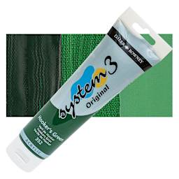 Daler-Rowney System3 Acrylic - Hooker's Green, 150 ml tube and swatch