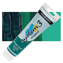 Daler-Rowney System3 Acrylic - Phthalo Green, 150 ml tube and swatch