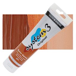 Daler-Rowney System3 Acrylic - Burnt Sienna, 150 ml tube and swatch