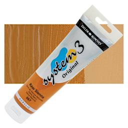 Daler-Rowney System3 Acrylic - Raw Sienna, 150 ml tube and swatch