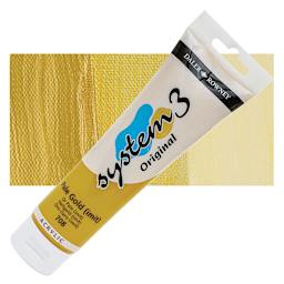 Daler-Rowney System3 Acrylic - Pale Gold Hue, 150 ml tube and swatch
