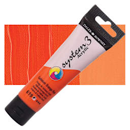 Daler-Rowney System3 Acrylic - Cadmium Orange Hue, 59 ml tube and swatch