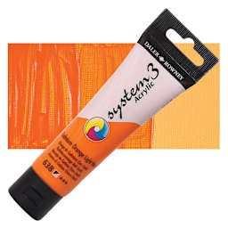 Daler-Rowney System3 Acrylic - Cadmium Orange Light, 59 ml tube and swatch