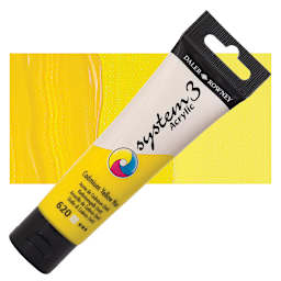 Daler-Rowney System3 Acrylic - Cadmium Yellow Hue, 59 ml tube and swatch