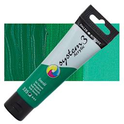 Daler-Rowney System3 Acrylic - Emerald, 59 ml tube and swatch
