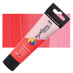 Daler-Rowney System3 Acrylic - Fluorescent Red, 59 ml tube and swatch