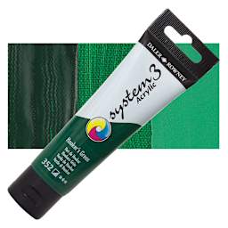 Daler-Rowney System3 Acrylic - Hookers Green, 59 ml tube and swatch