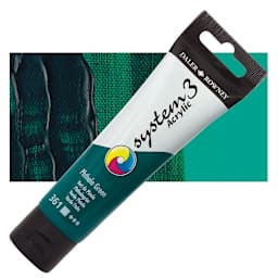 Daler-Rowney System3 Acrylic - Phthalo Green, 59 ml tube and swatch