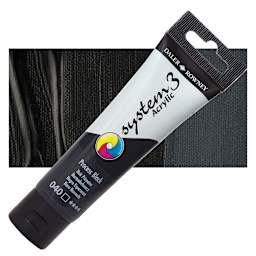 Daler-Rowney System3 Acrylic - Process Black, 59 ml tube and swatch