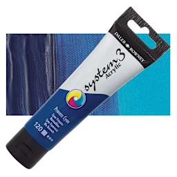 Daler-Rowney System3 Acrylic - Process Cyan, 59 ml tube and swatch