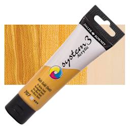 Daler-Rowney System3 Acrylic - Rich Gold Hue, 59 ml tube and swatch