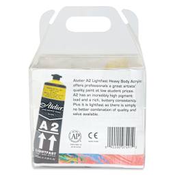 Chroma Atelier A2 Lightfast Heavy Body Acrylic Paint - Set of 12 colors, 20 ml tubes, back of package