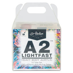 Chroma Atelier A2 Lightfast Heavy Body Acrylic Paint - Set of 12 colors, 20 ml tubes, front of package
