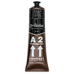 Chroma A2 Student Acrylics - Mars Black, 120 ml tube, front