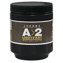 Chroma A2 Student Acrylics - Ivory Black, 250 ml jar, front