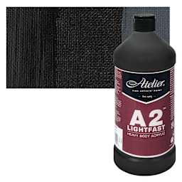 Chroma A2 Student Acrylics - Ivory Black, 1 L, Bottle with swatch