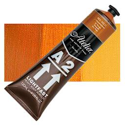 Chroma A2 Student Acrylic - Red Gold, 120 ml tube and swatch