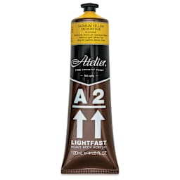 Chroma A2 Student Acrylics - Cadmium Yellow Medium Hue, 120 ml tube, front