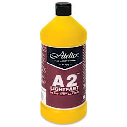 Chroma A2 Student Acrylics - Cadmium Yellow Medium Hue, 1 L, Bottle, front