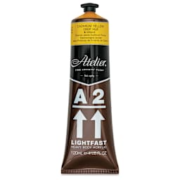 Chroma A2 Student Acrylics - Cadmium Yellow Deep Hue, 120 ml tube, front