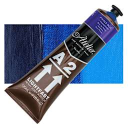 Chroma A2 Student Acrylic - Phthalo Blue, 120 ml tube and swatch