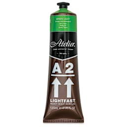 Chroma A2 Student Acrylics - Green Light, 120 ml tube, front