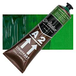 Chroma A2 Student Acrylic - Permanent Sap Green, 120 ml tube and swatch