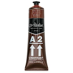 Chroma Atelier A2 Lightfast Heavy Body Acrylic Paint - Burnt Sienna, 120 ml tube, front