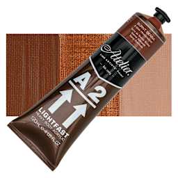 Chroma A2 Student Acrylic - Burnt Sienna, 120 ml tube and swatch