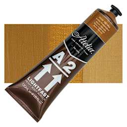Chroma A2 Student Acrylic - Raw Sienna, 120 ml tube and swatch