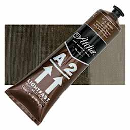 Chroma A2 Student Acrylic - Raw Umber, 120 ml tube and swatch