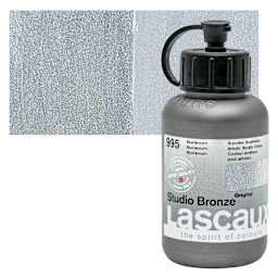 Lascaux Studio Bronze Acrylic - Aluminum, 85 ml bottle and swatch