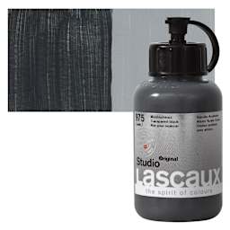 Lascaux Studio Acrylic - Transparent Black, 85 ml bottle and swatch