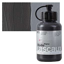 Lascaux Studio Acrylic - Oxide Black, 85 ml bottle and swatch