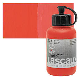 Lascaux Studio Acrylic - Bright Red, 85 ml bottle and swatch